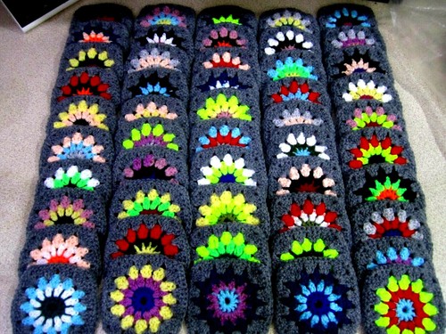 Hand crochet 100 granny - hand,