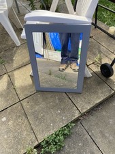 Medium Sized Modern Mirror Heavy Wood Silver Coloured Frame 61cm x 44cm