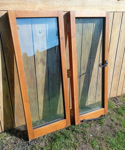 Oak windows pair hardwood - oak,