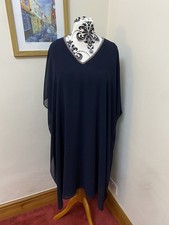 Ann Harvey Stunning Navy Dress With Chiffon Overlay, Cruise, Wedding, size20