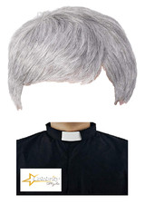Father Ted Crilly Fancy Dress Costume Craggy Island Priest Vicar Wig And Collar