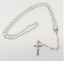 White Glass Rosary Beads with