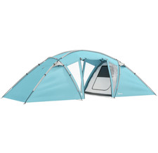 4-6 Man Family Camping Tent with 2 Bedrooms Living Room Waterproof Tunnel Blue