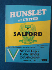 Hunslet v Salford Rugby League Programme 22/8/82