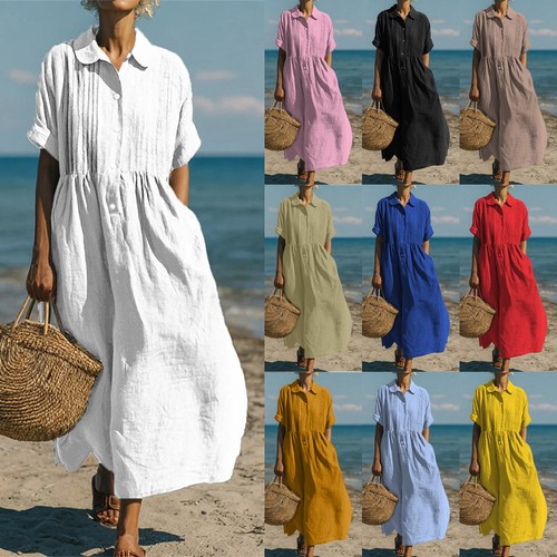 Lady button pleated linen - pleated,