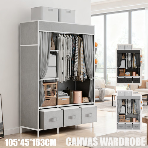 Large fabric canvas wardrobe - large,