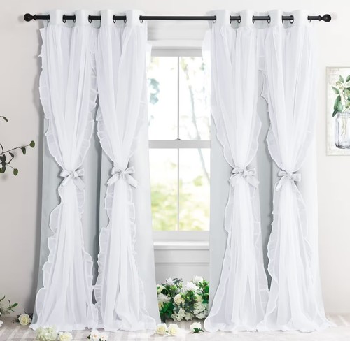 Double layer ruffle curtains - double,