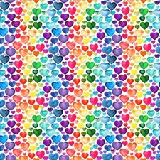 Rainbow Hearts 100% Cotton Digitally Printed Crafty Cottons Quilting Fabric