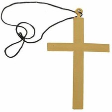 Halloween Gold Large Cross Priest Monk Nun Crucifix Necklace Fancy Dress(11250)