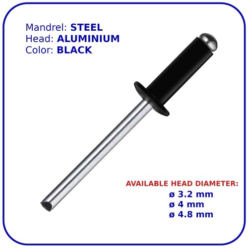 Black pop rivets 2mm - black,