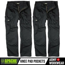 2 x Apache Industry Pro Work Mens Pants Trousers Cargo Combat Knee Pad Pockets