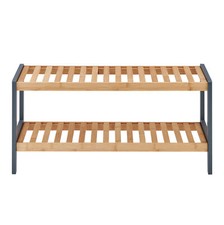 LIVIVO 2-Tier Wooden Bamboo Shoe Storage Organiser Rack Stand Natural Shelf Unit