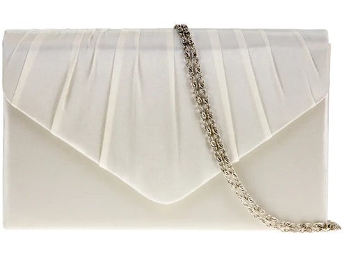 Women pleated satin clutch - pleated,