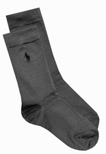 POLO RALPH LAUREN RL Mens Charcoal Grey Plain Solid Socks | Size UK 6-8 EU 39-42