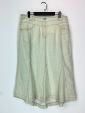 Sandwich Beige Green Ramie Panel Skirt A Line Mid Rise Summer Style EU42