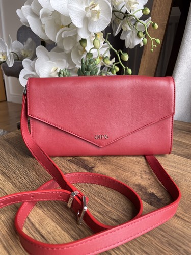 Red leather crossbody shoulder - leather,