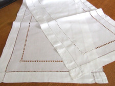 Vintage Large White Irish Linen Hand Drawn Table/Dresser Runner.