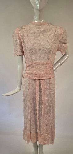 1930 embroidered net lace - net,