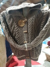 Hand Knitted Aran Cardigan With Hood