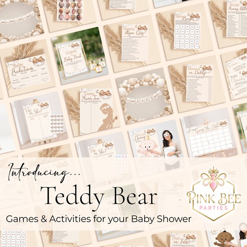 Baby shower game - game, teddy