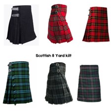 Traditional Scottish Men's 8 yard Tartan Highland Wedding Kilt