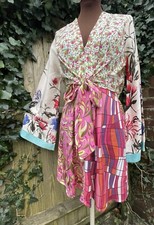 River Island Fab Floral Kimono Style Short Dress 8  Tie Front Holiday