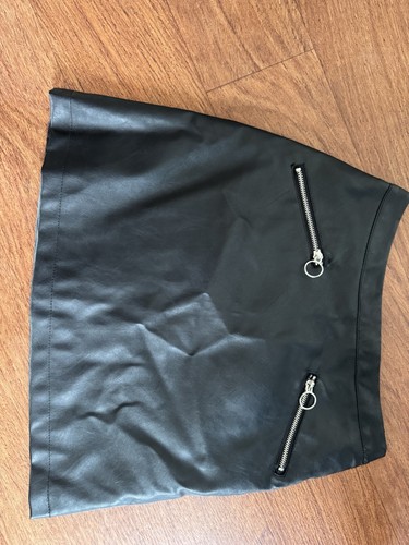 Black faux leather mini - , skirt