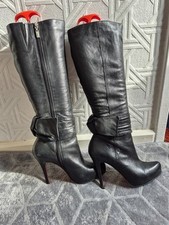 Faith black knee high leather boots size 5