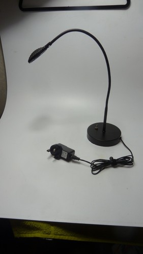 Black gooseneck desk - black, lamp