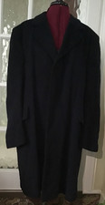 ALEXANDRE MENS NAVY CASHMERE WOOL BLEND OVERCOAT LONG WINTER COAT  LARGE   #15