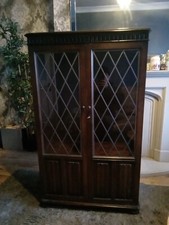 Antique Style Leaded Glass Fronted Display Cabinet Superb Condition