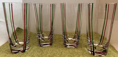 Vintage blown clear red green - red,