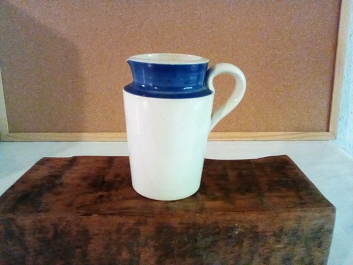 Vintage cream jug blue white - &,