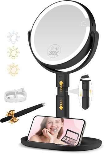 Makeup mirror with - with, light,