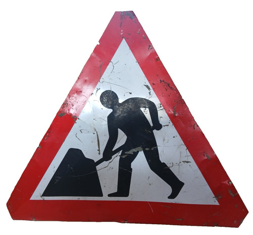 Vintage road sign - vintage, roadworks