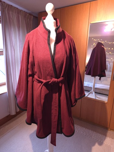 Burgundy cashmere wool cape - wool,