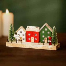 Christmas Wooden Village Scene