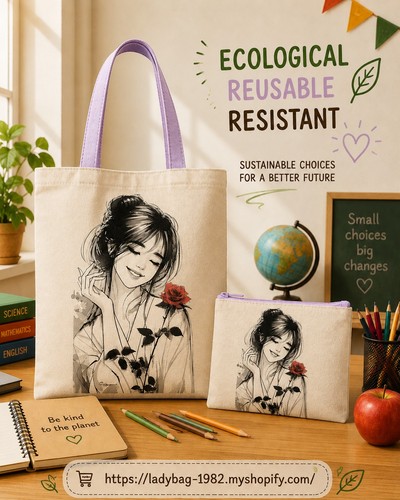 Lady bag reusable tote - reusable,