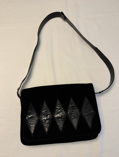 Vintage black suede - black, purse