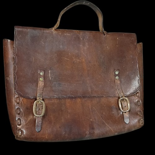 Leather military mail bag - military,