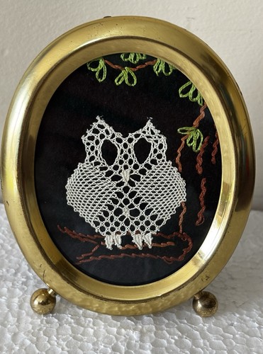 Vintage lace embroidery owl - vintage, in