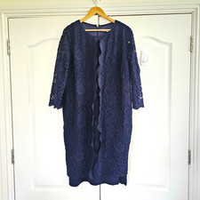 CHESCA Size 20 Navy Mock Dress & Jacket Style Lace Occasion Mother of the Bride
