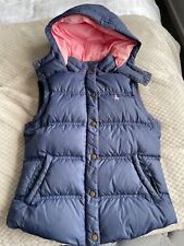 Womens Jack Wills Size 12 Navy Blue Gilet Bodywarmer Sleeveless Puffer, Hooded