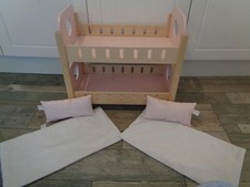 baby dolls wooden bunk beds with matching heart bedding-smyths toys