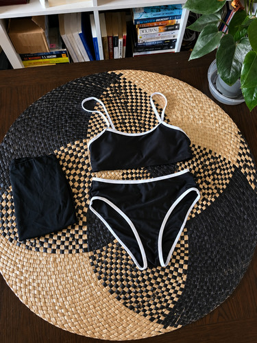 Piece black white bikini set - 3,