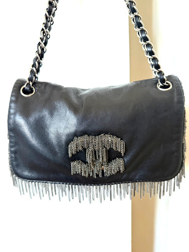 Rare chanel black leather rock - black,