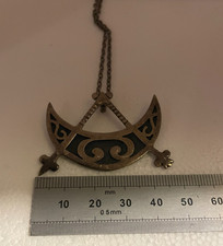 vtg ola marie gorie pictish silver crescent pendant & sterling necklace chain