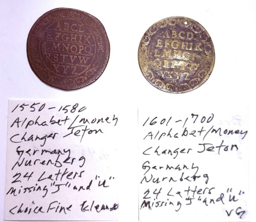 16thc alphabet jetons - 16thc,