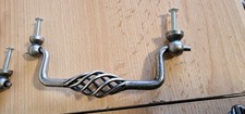 4 Antique Pewter Effect Cage Drop Handles for Kitchen Drawers.