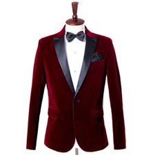 Men Velvet Peak Lapel Suit